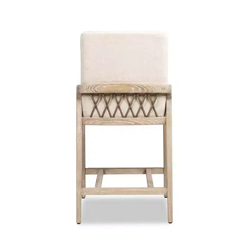 Ash Wood Faux Fur Upholstered Counter Stool 20.5"W x 25"D x 39"H