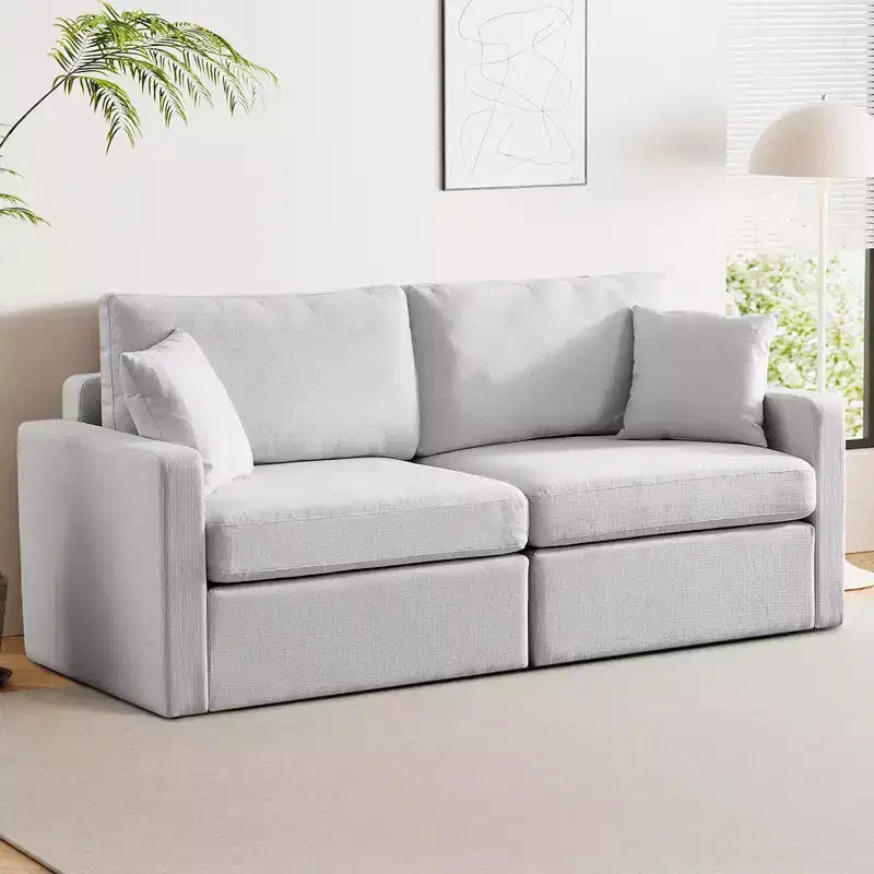 Hardwood Canvas Upholstered Sofa 80"W x 35"H with Pocket Spring Cushions
