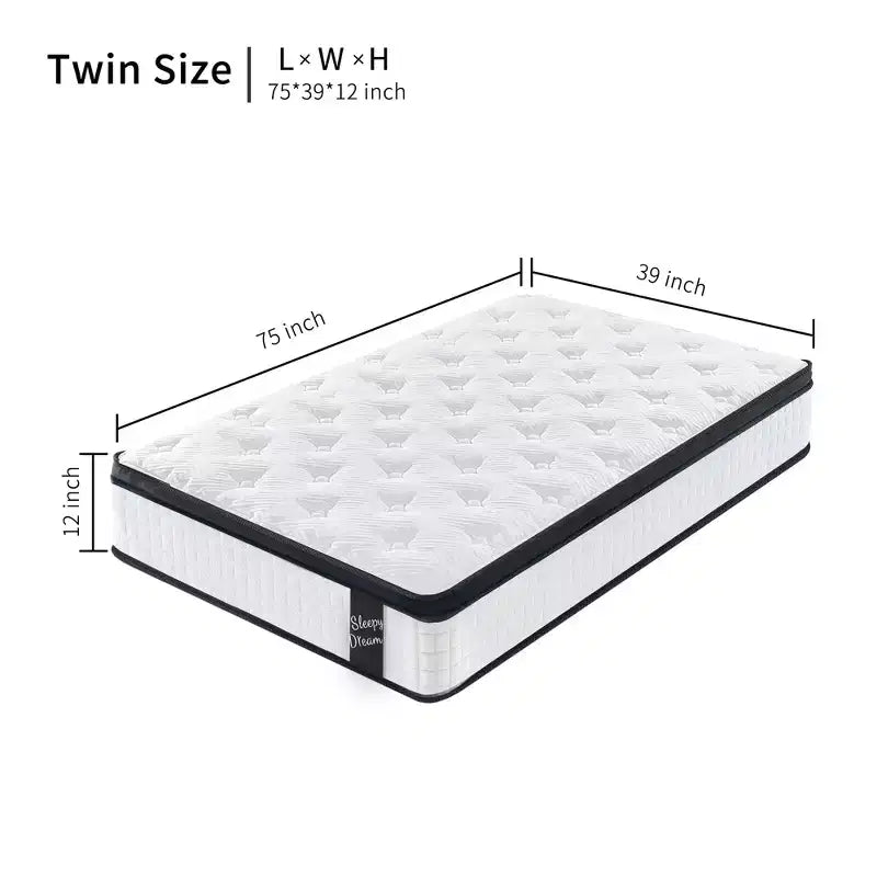 Memory Foam Pocket Coil Hybrid Mattress Queen 60"W x 80"L x 12"H