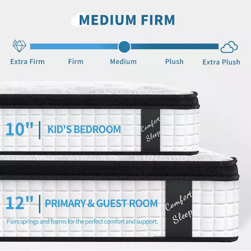 Memory Foam Pocket Coil Hybrid Mattress Queen 60"W x 80"L x 12"H