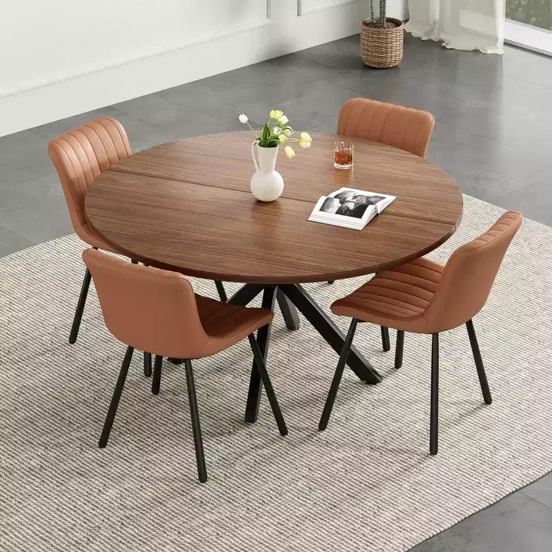 Wood Metal X-Base Round Dining Table 47"W x 30"H Seats 4-6