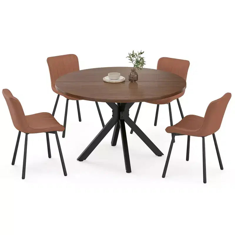 Wood Metal X-Base Round Dining Table 47"W x 30"H Seats 4-6