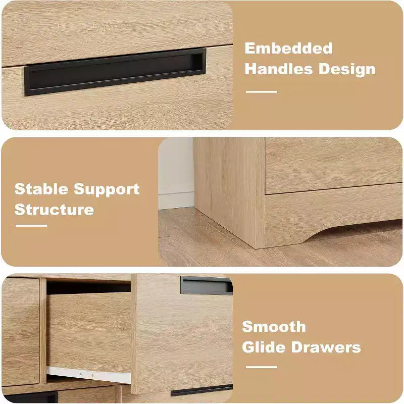 Wood 6-Drawer Chest of Drawers 46.8"W with Recessed Handles
