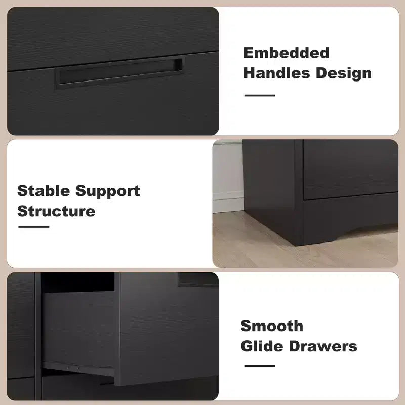 Wood 6-Drawer Chest of Drawers 46.8"W with Recessed Handles