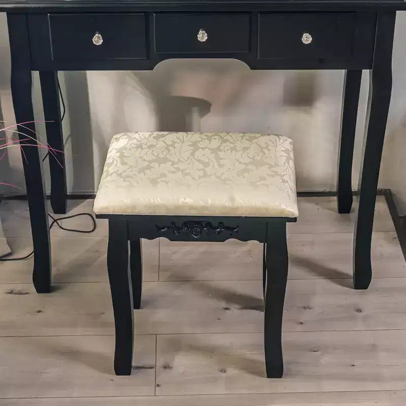 MDF Vanity Desk with LED Mirror and Stool 5 Drawers 31.5"W x 15.8"D x 53.9"H