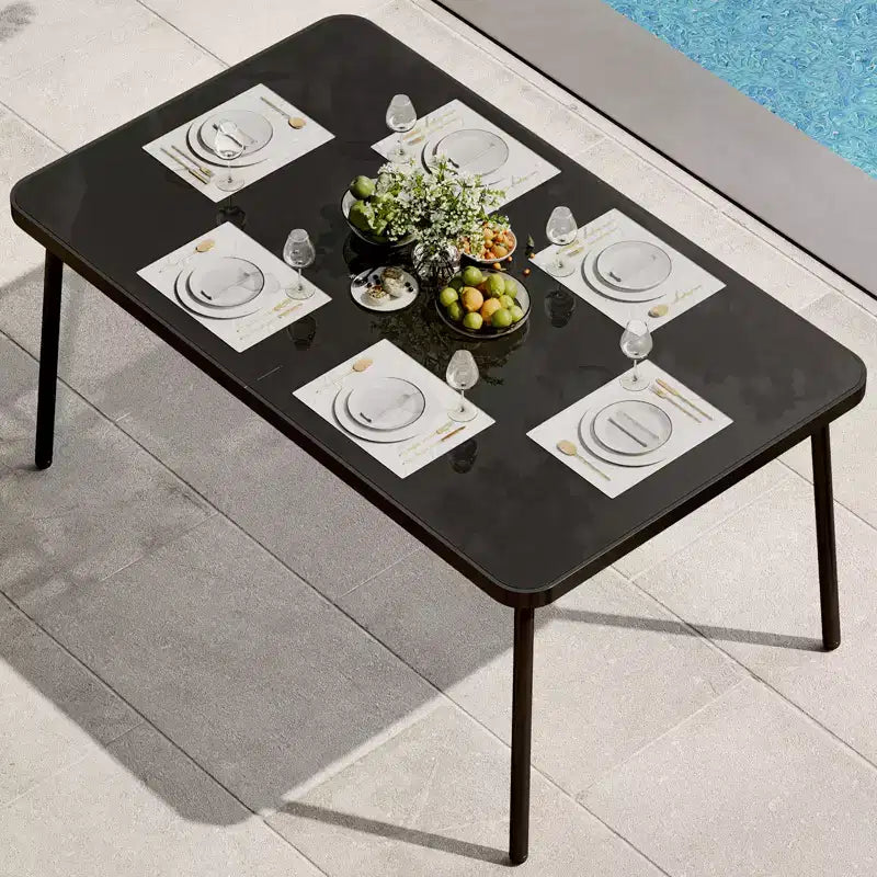 Steel Tempered Glass Dining Table 36.61"W x 36.61"L Seats 6