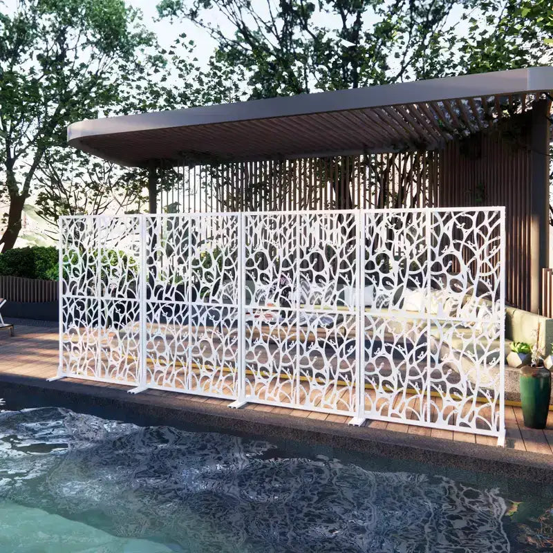 Aluminum Powder-Coated Freestanding Privacy Screen 45.27"W x 72.05"H