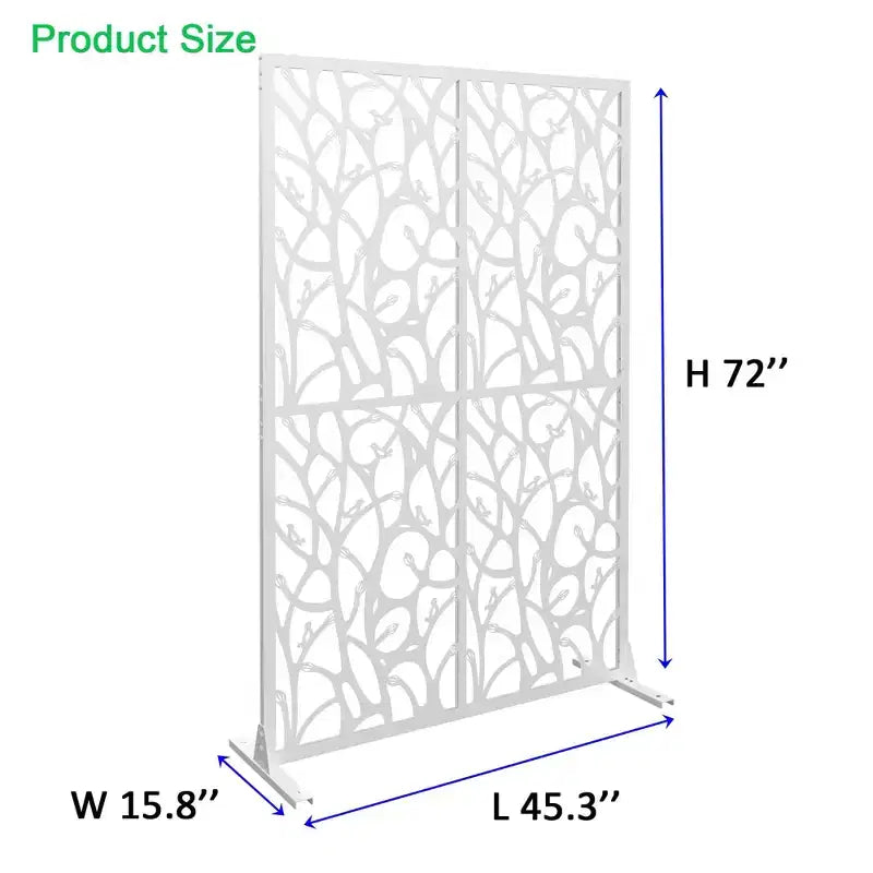 Aluminum Powder-Coated Freestanding Privacy Screen 45.27"W x 72.05"H