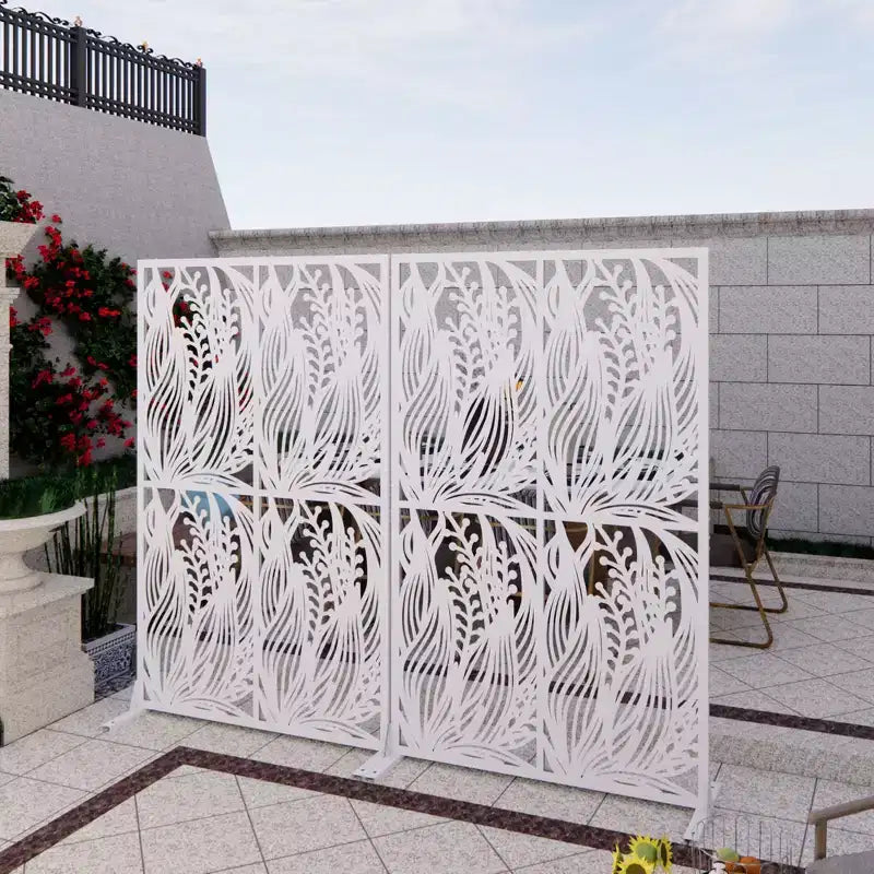 Aluminum Powder-Coated Freestanding Privacy Screen 45.27"W x 72.05"H