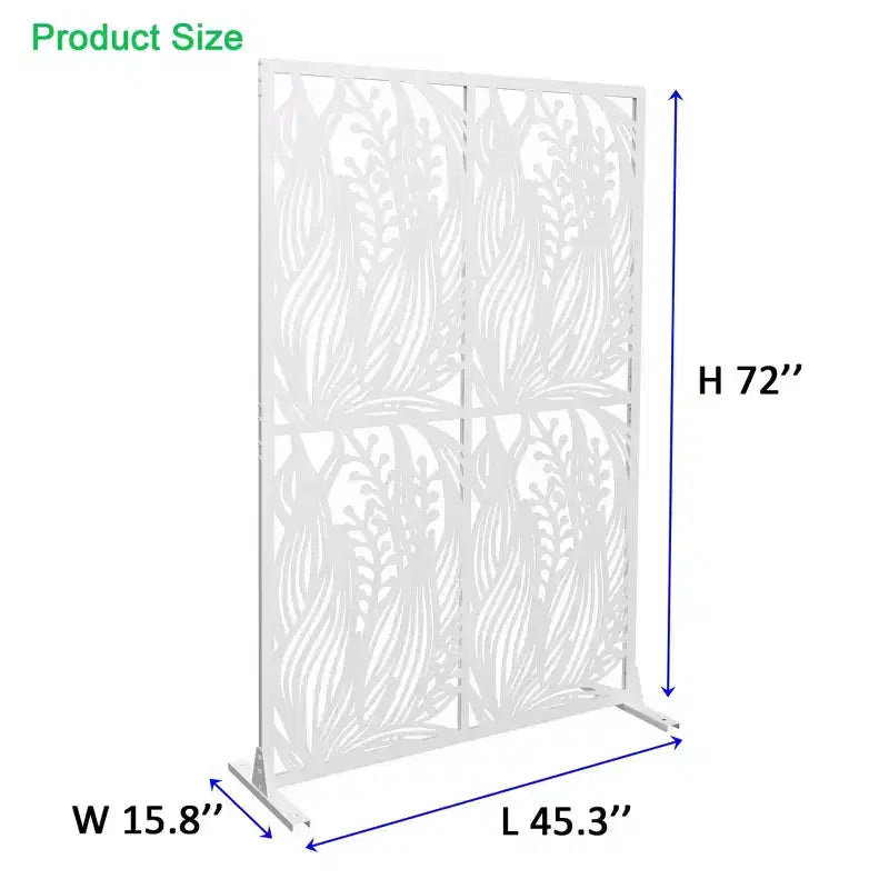 Aluminum Powder-Coated Freestanding Privacy Screen 45.27"W x 72.05"H