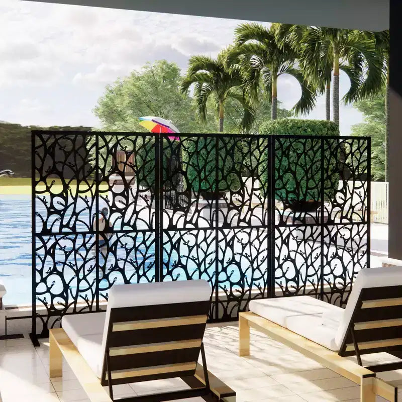 Aluminum Powder-Coated Freestanding Privacy Screen 45.27"W x 72.05"H