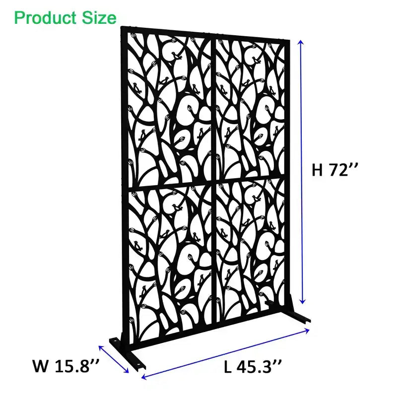 Aluminum Powder-Coated Freestanding Privacy Screen 45.27"W x 72.05"H
