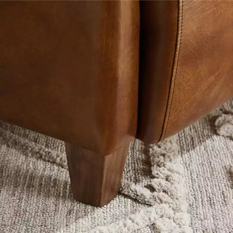 Leather Foam Rubberwood Accent Chair 27.95"W x 35.43"D x 27.95"H