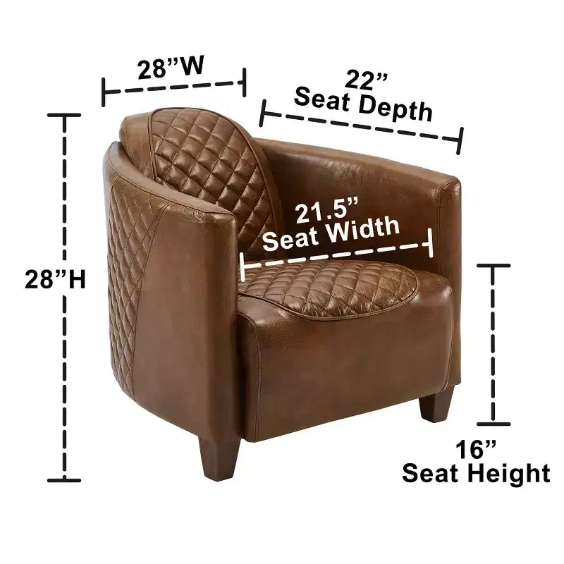 Leather Foam Rubberwood Accent Chair 27.95"W x 35.43"D x 27.95"H