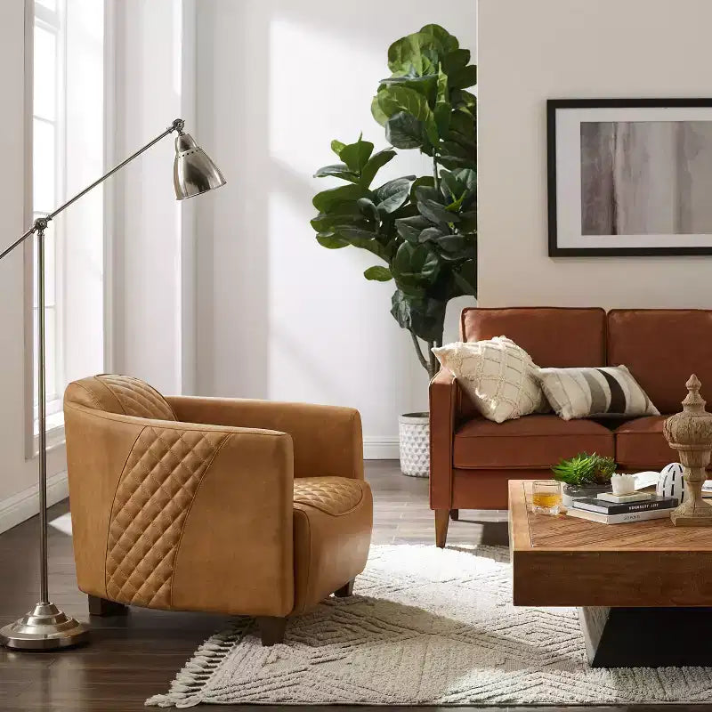 Leather Foam Rubberwood Accent Chair 27.95"W x 35.43"D x 27.95"H