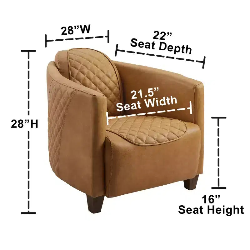 Leather Foam Rubberwood Accent Chair 27.95"W x 35.43"D x 27.95"H