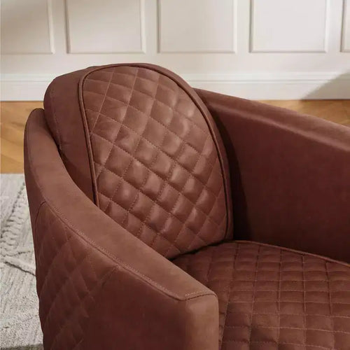 Fauteuil d'appoint en cuir, caoutchouc et bois 27,95 po larg. x 35,43 po P x 27,95 po H