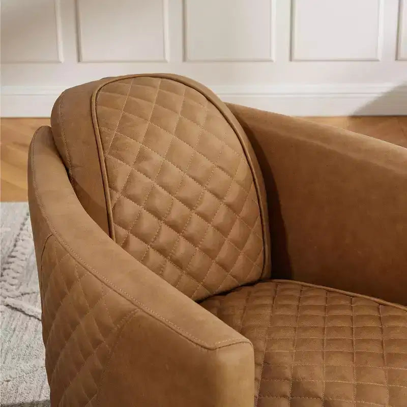 Leather Foam Rubberwood Accent Chair 27.95"W x 35.43"D x 27.95"H