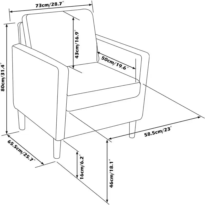 Wood Linen Upholstered High-Back Armchair 28.34"W x 25.59"D x 33.07"H