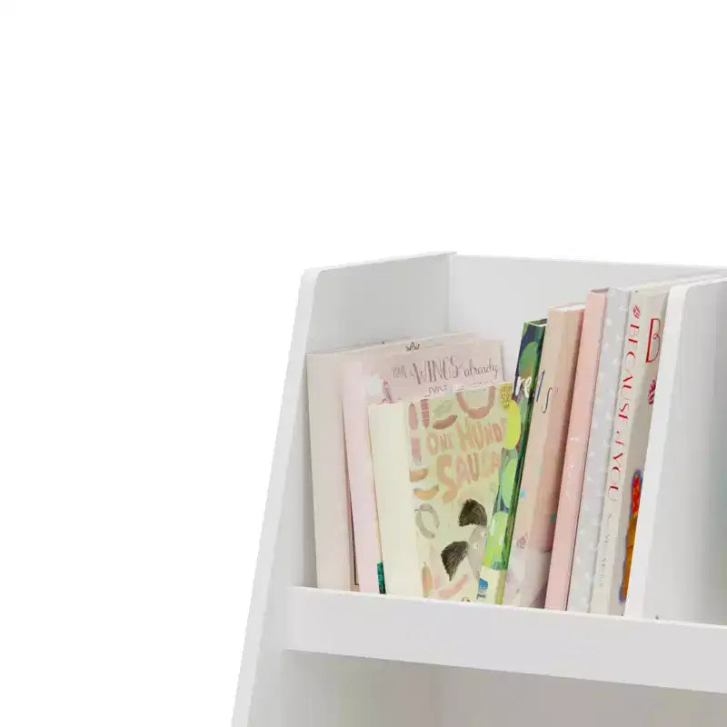 Wood 2-Tier Kids Bookshelf with 5 Cubbies 31.5"W x 13.39"D x 28.54"H