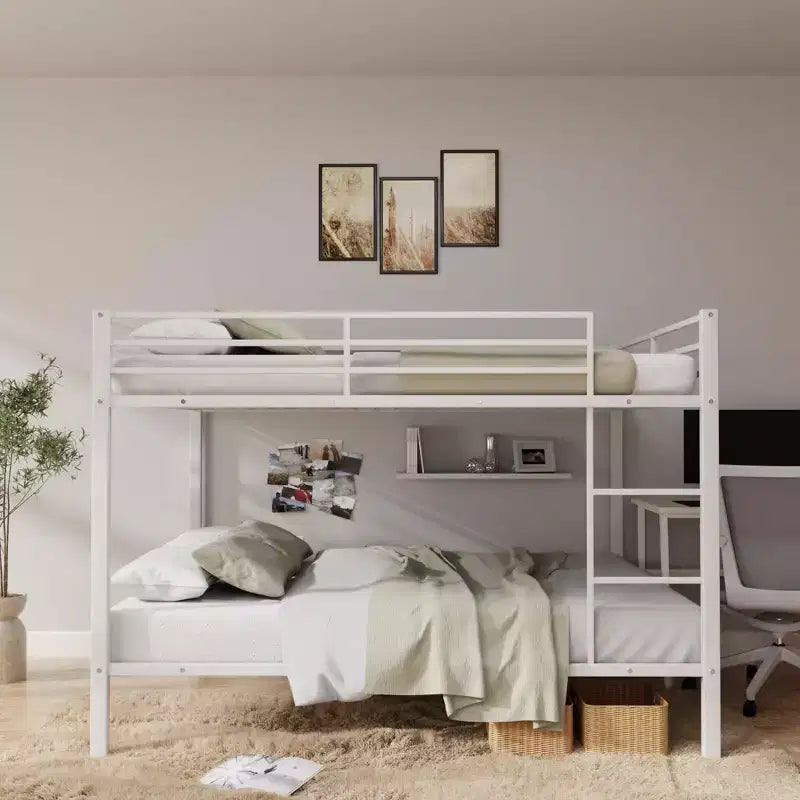 Metal Full Over Full Bunk Bed with Ladder 56.5"W x 77.56"L x 61.81"H