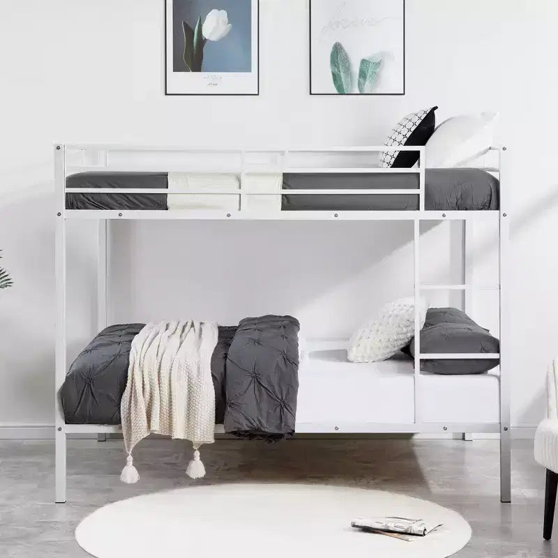 Metal Full Over Full Bunk Bed with Ladder 56.5"W x 77.56"L x 61.81"H