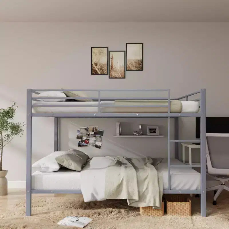 Metal Full Over Full Bunk Bed with Ladder 56.5"W x 77.56"L x 61.81"H