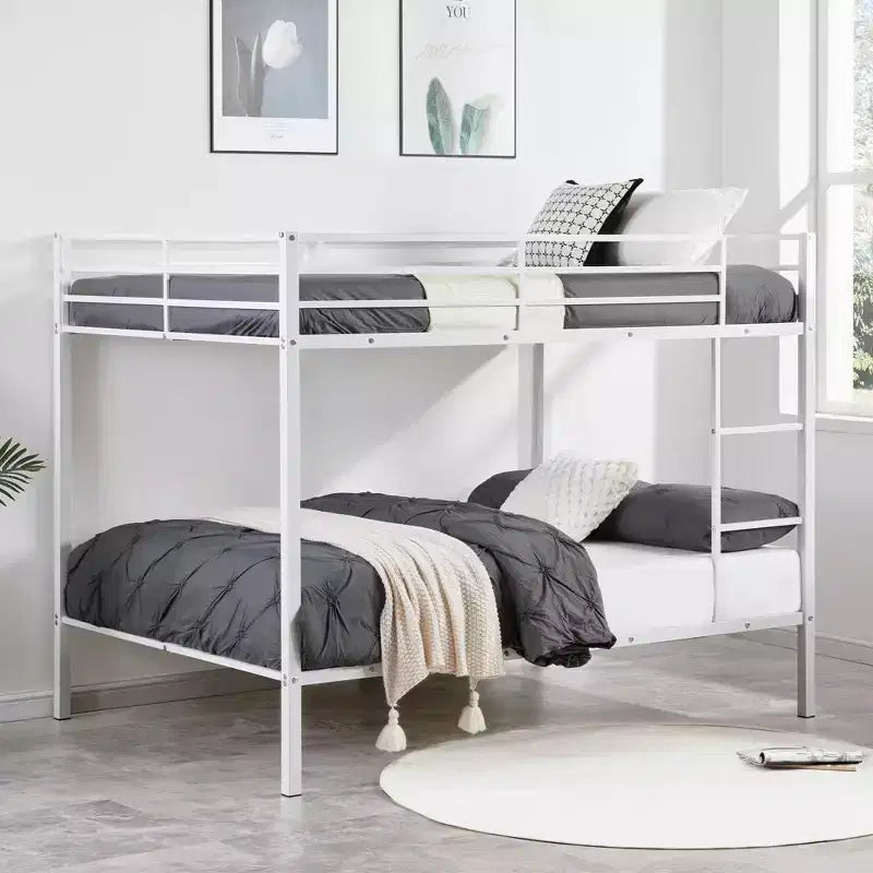 Metal Full Over Full Bunk Bed with Ladder 56.5"W x 77.56"L x 61.81"H