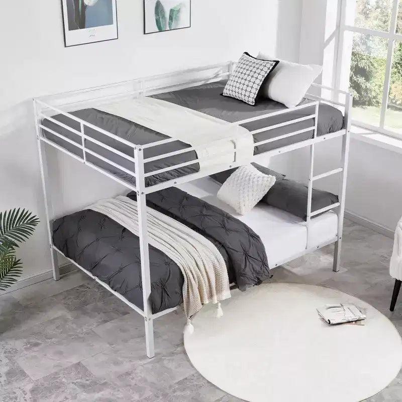 Metal Full Over Full Bunk Bed with Ladder 56.5"W x 77.56"L x 61.81"H