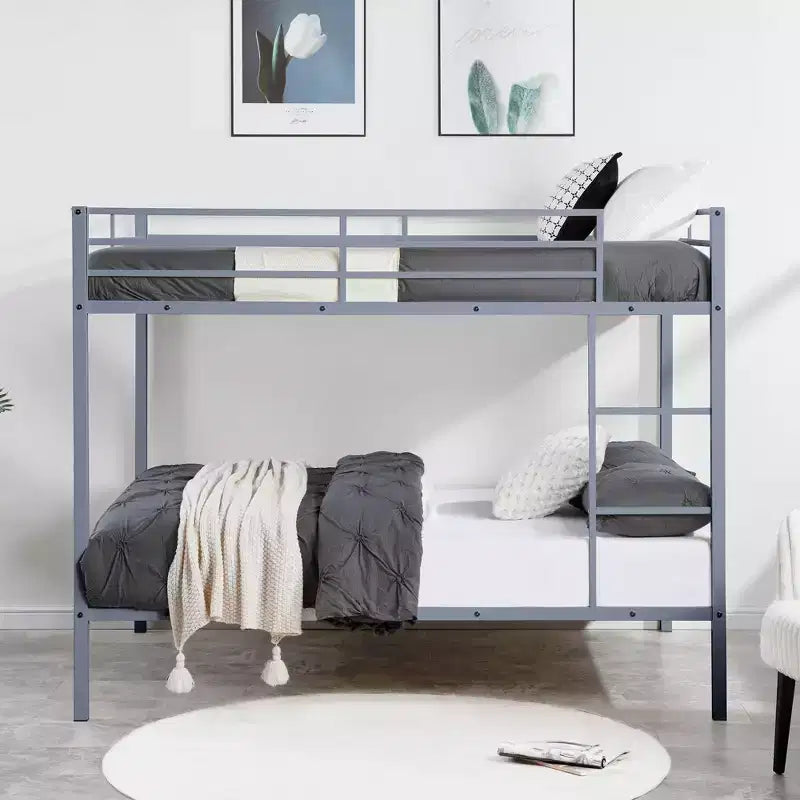 Metal Full Over Full Bunk Bed with Ladder 56.5"W x 77.56"L x 61.81"H
