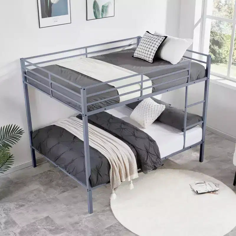 Metal Full Over Full Bunk Bed with Ladder 56.5"W x 77.56"L x 61.81"H