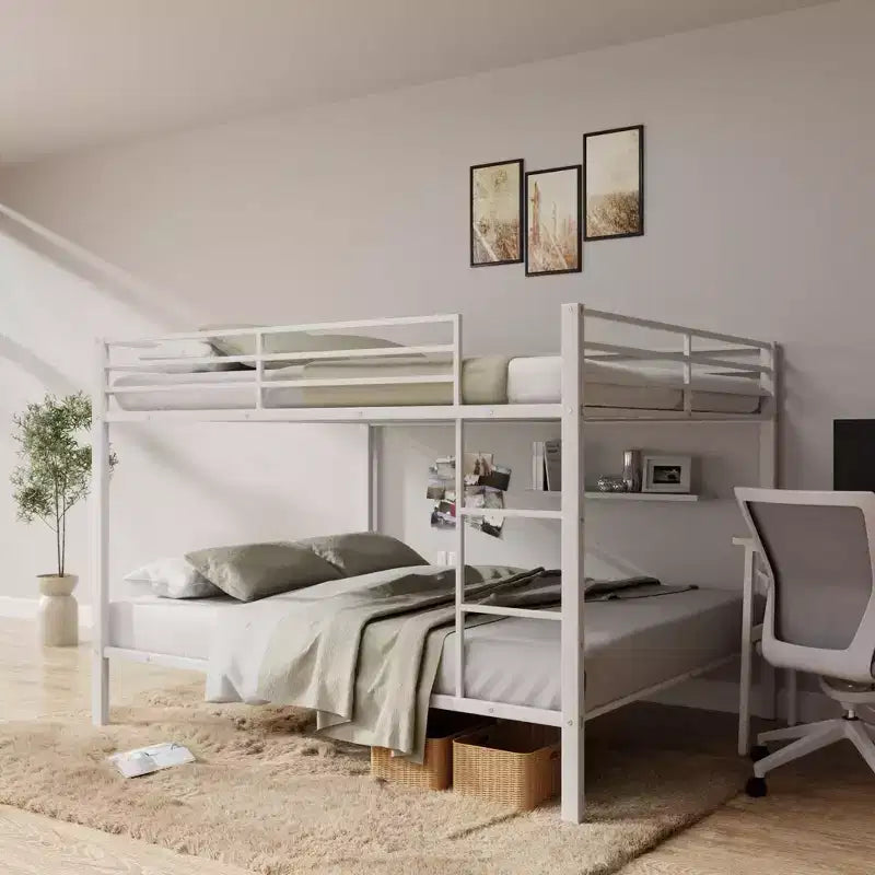 Metal Full Over Full Bunk Bed with Ladder 56.5"W x 77.56"L x 61.81"H