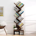 Bookshelf Storage & Tree Bookcase - 8-Tier Tall Organizer Shelf for Living Room, Bedroom, Home Office