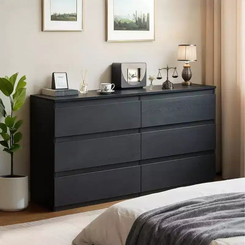 MDF 6-Drawer Dresser with Concealed Handles 47.24"W x 15.75"D x 30.91"H