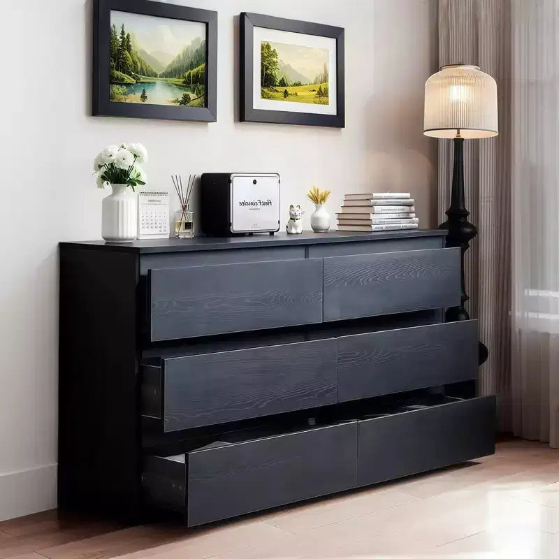 MDF 6-Drawer Dresser with Concealed Handles 47.24"W x 15.75"D x 30.91"H
