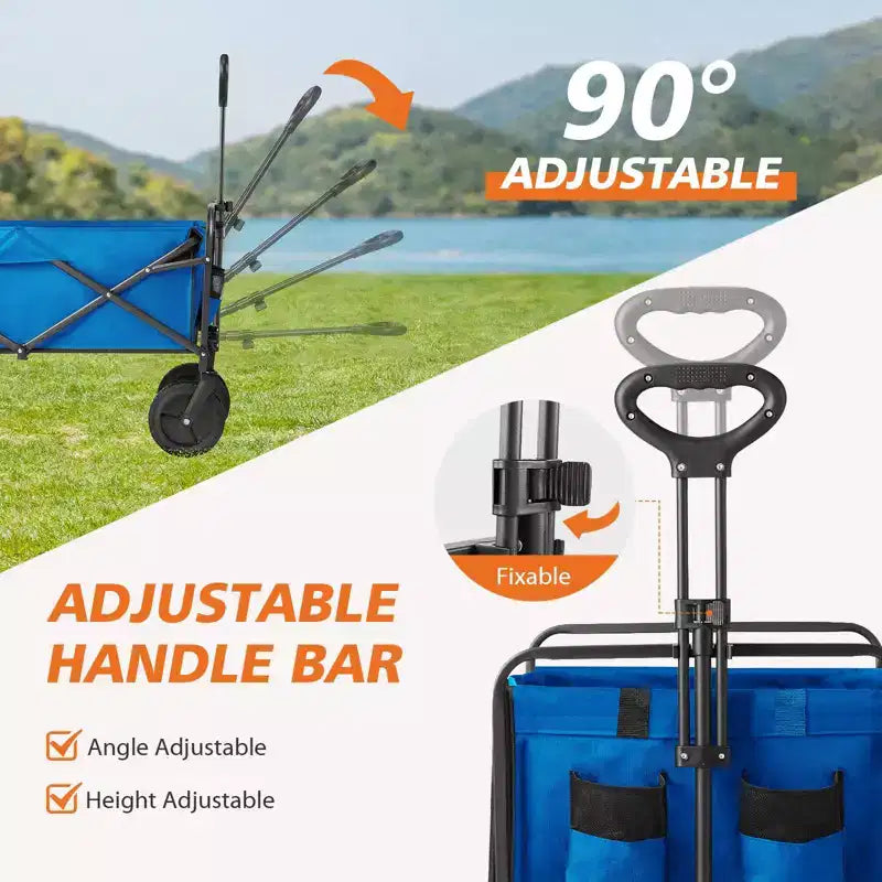Metal Folding Utility Wagon 18.5"W x 29.5"D x 35"H, 330 lb Capacity