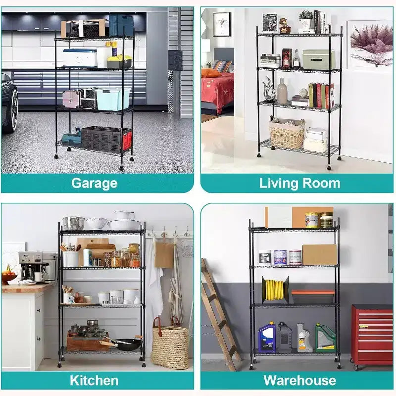 Steel Chrome Wire Shelving Unit 4-Tier 36"L x 14"W x 54"H, 1400 lb Total Capacity