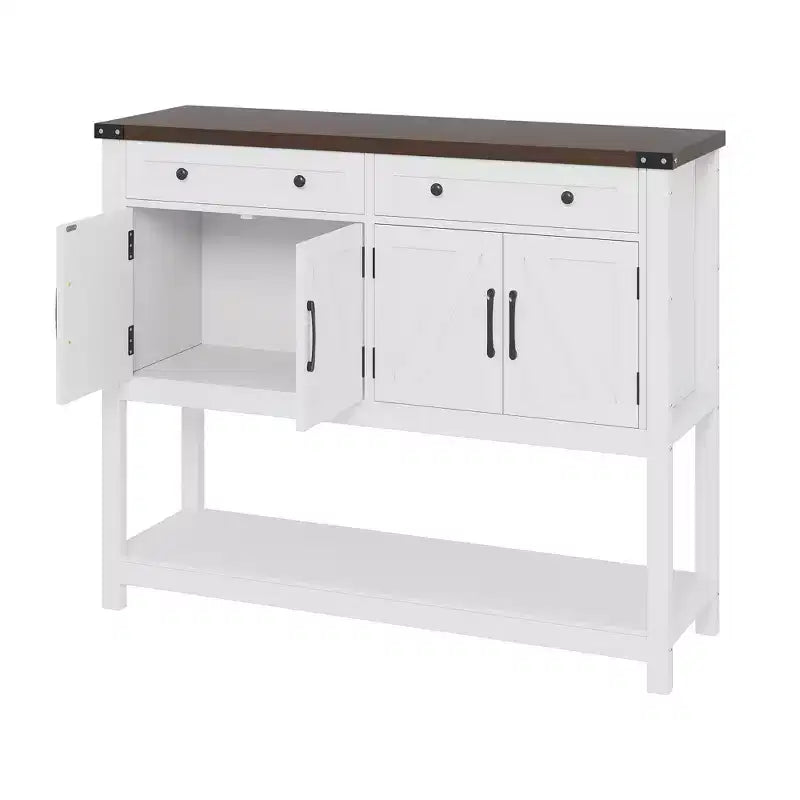 Wood Sideboard Buffet Cabinet 4 Doors 2 Drawers 47.24"W x 14.96"D x 38.58"H