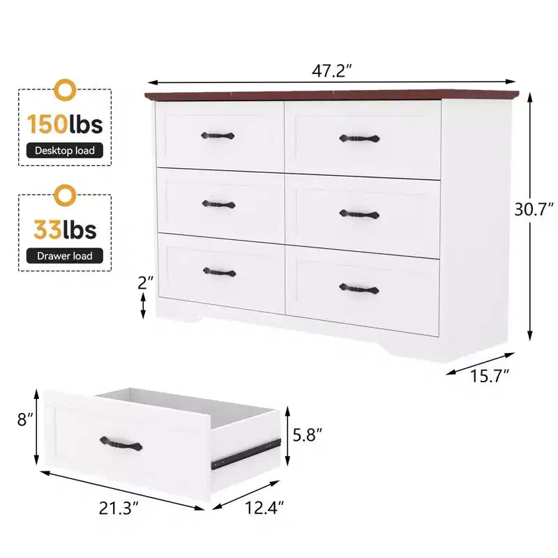 MDF Tall Chest of Drawers with Wide Metal Handles