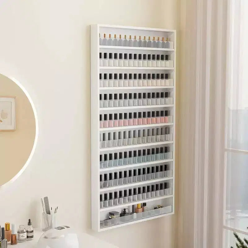 MDF Wall-Mount Nail Polish Organizer Rack 10-Tier 22"W x 3"D x 42.3"H