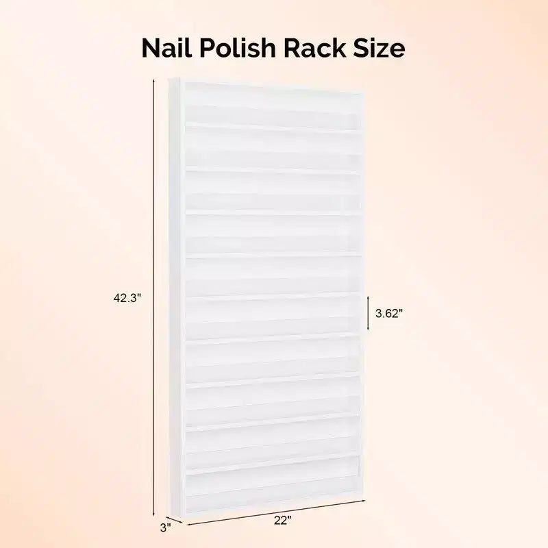 MDF Wall-Mount Nail Polish Organizer Rack 10-Tier 22"W x 3"D x 42.3"H