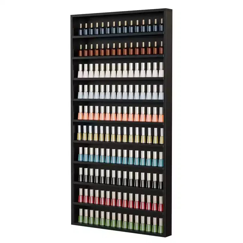 MDF Wall-Mount Nail Polish Organizer Rack 10-Tier 22"W x 3"D x 42.3"H
