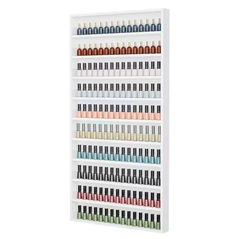MDF Wall-Mount Nail Polish Organizer Rack 10-Tier 22"W x 3"D x 42.3"H