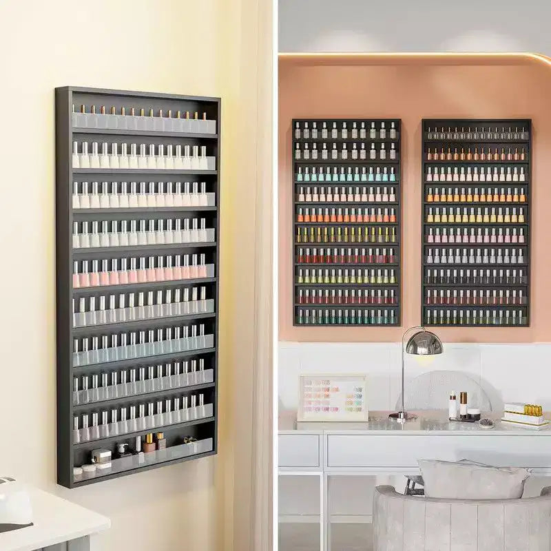 MDF Wall-Mount Nail Polish Organizer Rack 10-Tier 22"W x 3"D x 42.3"H