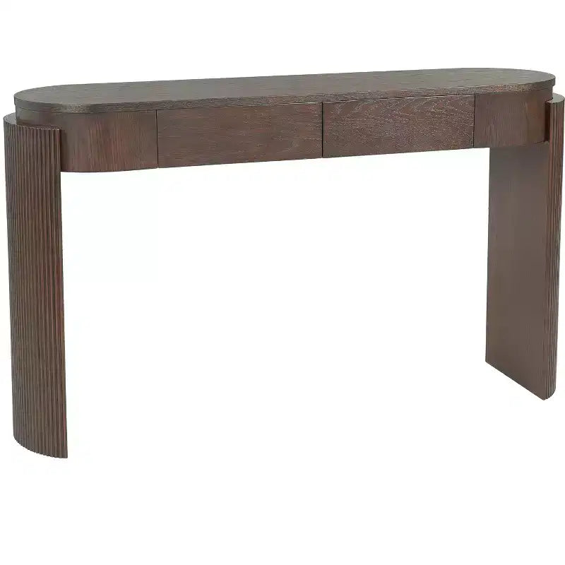 MDF Plywood Oval-Top Console Table with 2 Hidden Drawers 55.1"W x 13.8"D x 32.5"H