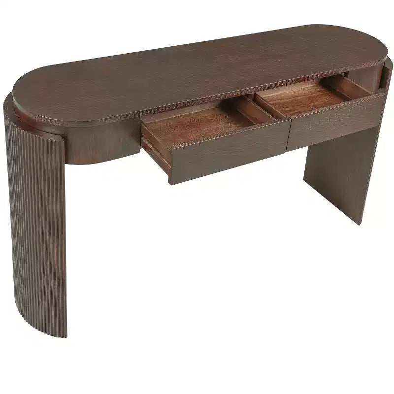 MDF Plywood Oval-Top Console Table with 2 Hidden Drawers 55.1"W x 13.8"D x 32.5"H