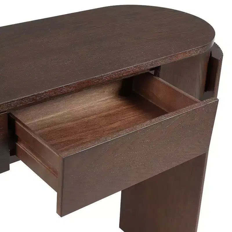 MDF Plywood Oval-Top Console Table with 2 Hidden Drawers 55.1"W x 13.8"D x 32.5"H