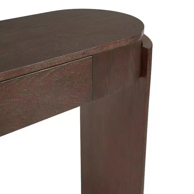 MDF Plywood Oval-Top Console Table with 2 Hidden Drawers 55.1"W x 13.8"D x 32.5"H