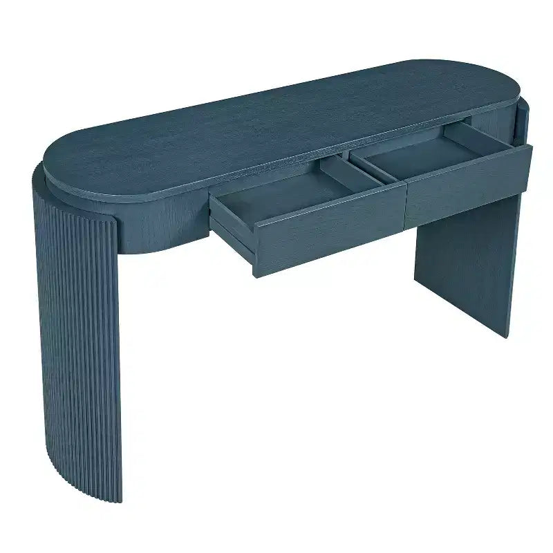 MDF Plywood Oval-Top Console Table with 2 Hidden Drawers 55.1"W x 13.8"D x 32.5"H
