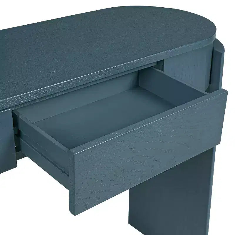 MDF Plywood Oval-Top Console Table with 2 Hidden Drawers 55.1"W x 13.8"D x 32.5"H